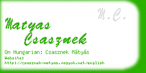 matyas csasznek business card