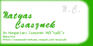 matyas csasznek business card